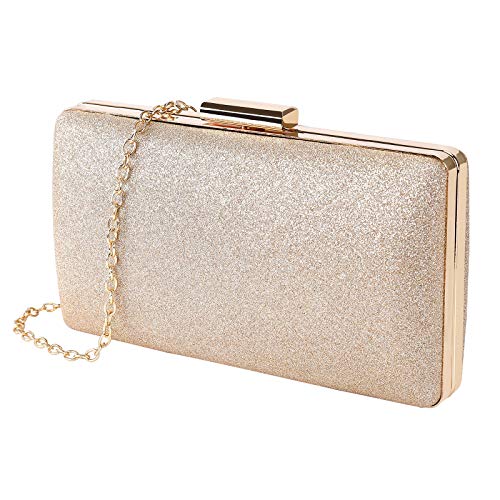 MaoXinTek Clutch Glitter, Damen Abendtasche Elgegante Glänzend Handtasche in Gold, Kette Umhängetasche Klein Portemonnaie Tasche für Braut Hochzeit Party Abschlussball von MaoXinTek