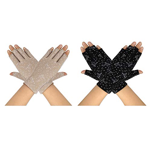 MaoXinTek Fahren Handschuhe für Damen UV-Schutz Dünne fingerlose Sonnenschutzhandschuhe Kurz und rutschfest, speziell für Mädchen Dame Sommer Outdoor Radfahren Angeln Golf (2 Paar) von MaoXinTek