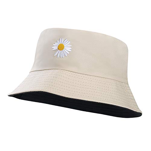 MaoXinTek Fischerhut Unisex Reversibel Baumwolle Gänseblümchen Bucket Hat für Wandern Camping Strand 56-58 cm von MaoXinTek