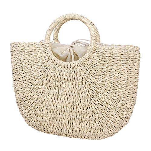 MaoXinTek Sommer Strand Tasche Damen Stroh Handtasche, Geflochten Korbtasche Basttasche Strand Schultertasche Einkaufstasche für Reise Urlaub Freizeit von MaoXinTek