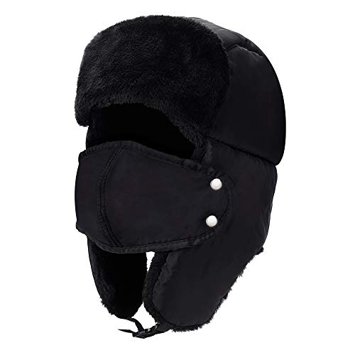 MaoXinTek Trappermütze mit Gesichtsmaske, Unisex Wintermütze Fliegermütze kunstfell Winter Outdoor staubdicht und Winddicht, hält Warm beim Skifahren Skaten(57-60cm) von MaoXinTek