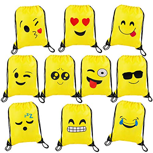 Rucksack Mitgebsel Kindergeburtstag Smiley Turnbeutel Gastgeschenke Beutel Geschenktaschen für Jungen Mädchen Kinder 10 Stück von MaoXinTek
