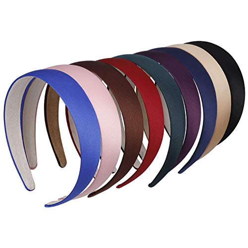 Satin Stirnbänder Band Haarbänder für Frauen und Mädchen 1,2 Zoll Rutschfeste Stirnband DIY Haarschmuck 9er Pack Mehrfarbig von MaoXinTek