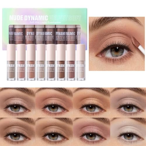 Maodom Flüssiger Lidschatten,Lidschatten Stift - 8 Farben Hochpigmentiertes Neutrales Wasserfestes Glattes Cremiges Make Up Für Mädchen Für Date Party Halloween Cosplay von Maodom