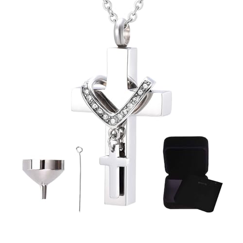 Maodom Urn Necklace - Asche Anhänger Andenken | Kreatives Kreuz Urnenanhänger Halskette Mit Fach Zur Erinnerung, Feuerbestattung, Hausdekoration, Beerdigung Maodom Urn Necklace - Asche Anhänger Andenken | Kreatives Kreuz Urnenanhänger Halskette Mit Fach Zur Erinnerung, Feuerbestattung, Hausdekoration, Beerdigung von Maodom