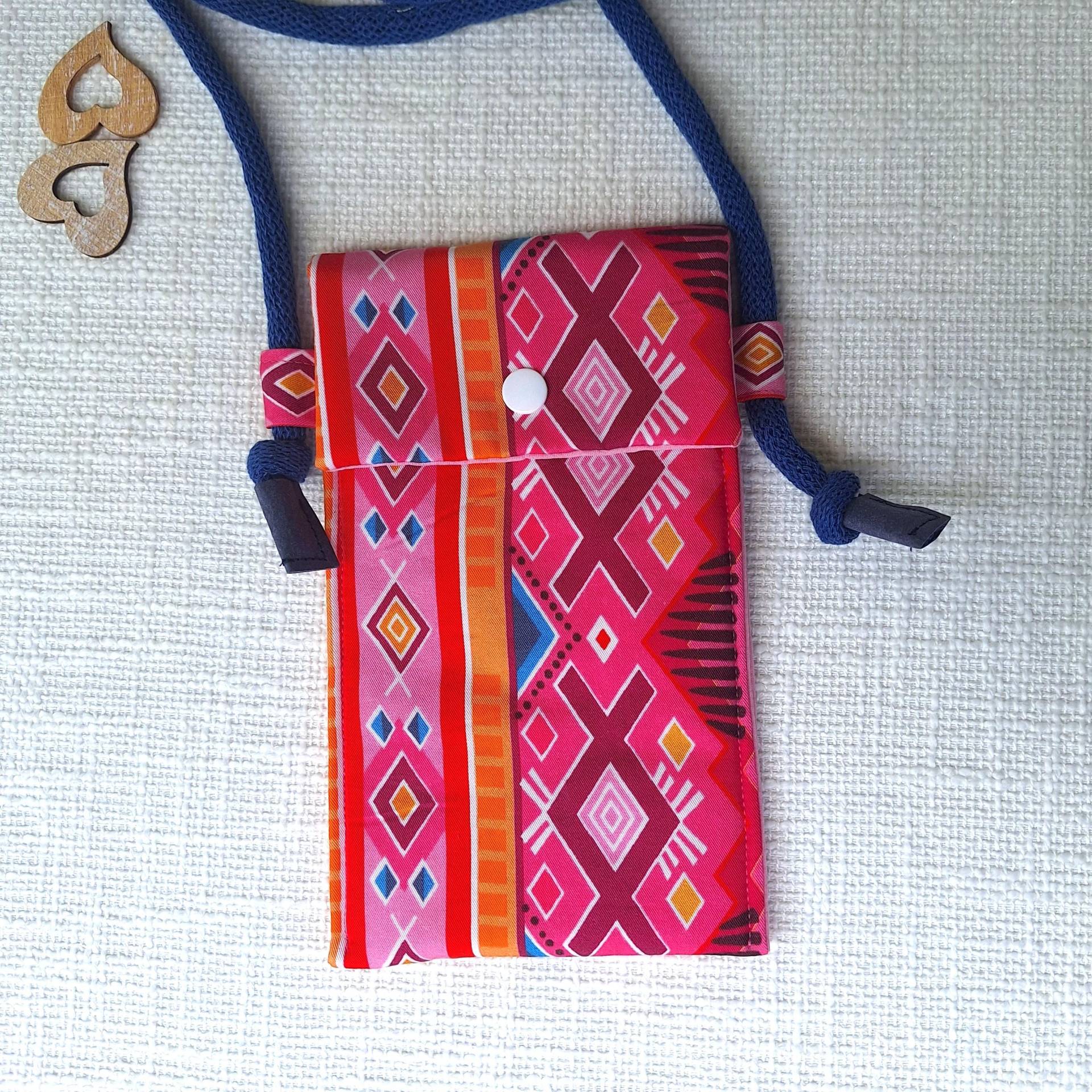 Handytasche Kleine Umhängetasche Blumen Pink Bunt von MaomaKreativdesign