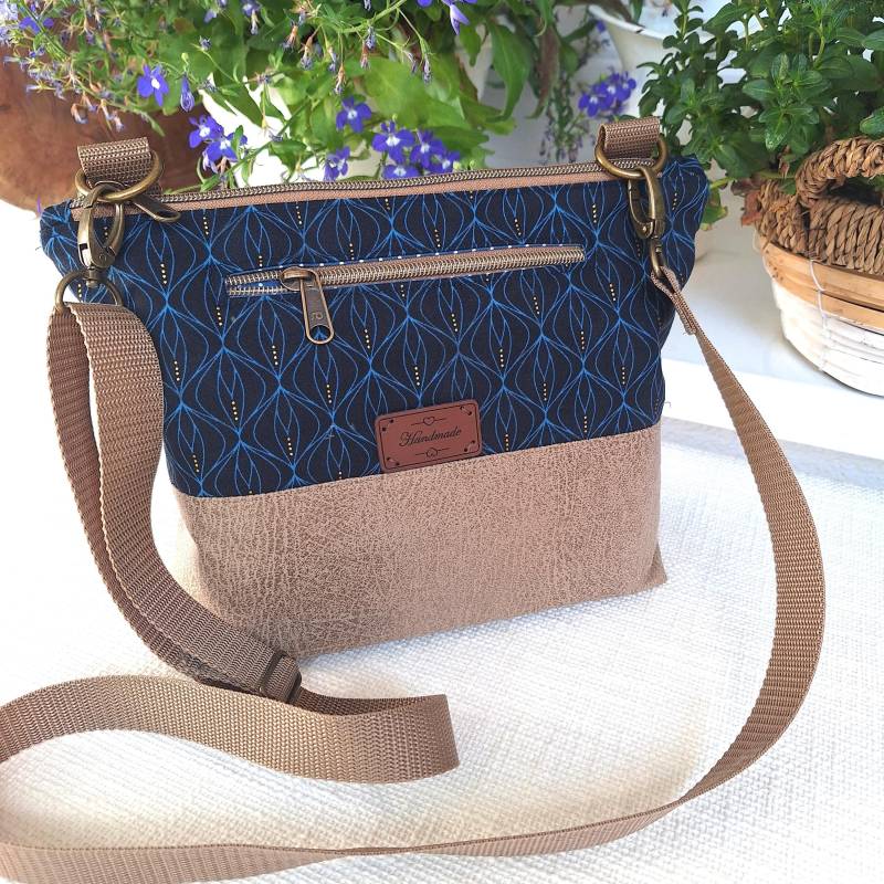 Umhängetasche Handtasche Crossover Aus Baumwolle Und Kunstleder von MaomaKreativdesign