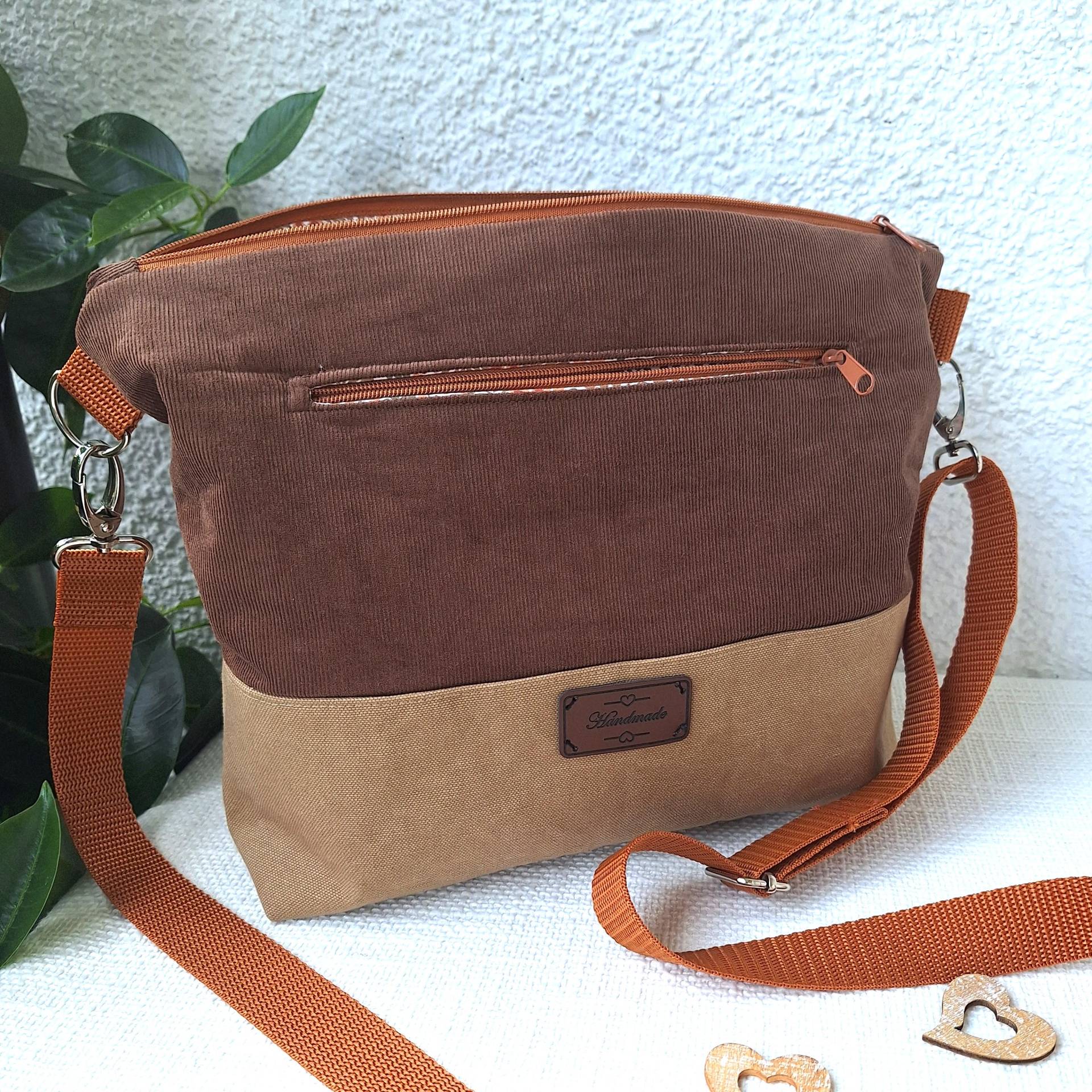 Umhängetasche Schultertasche Crossover Aus Kord Und Canvas von MaomaKreativdesign