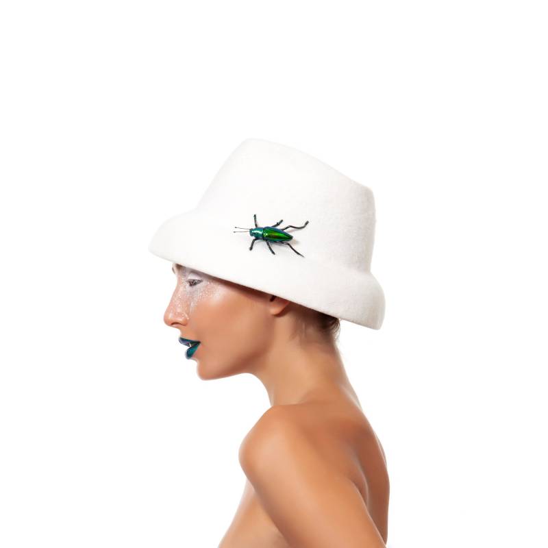 Weiße Fedora Mütze, Trilby Mütze von Maorzabar