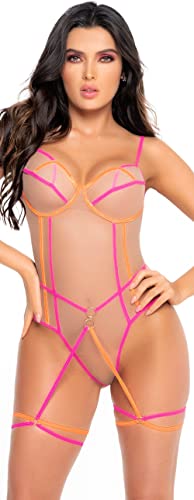 Mapalé by Espiral Damen Teddy Dessous-Set, Hautfarben/Neonfarben, X-Large von Mapalé by Espiral