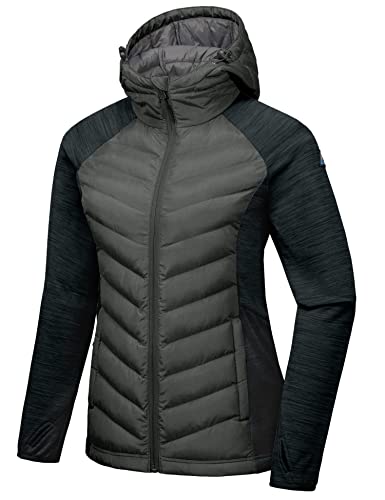 Mapamyumco Damen Warme Wanderjacke Warme Hybridjacke Leichte Atmungsaktive Wärme Holzkohlegrau L von Mapamyumco