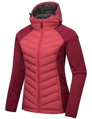 Mapamyumco Damen Warme Wanderjacke Warme Hybridjacke Leichte Atmungsaktive Wärme Rose Rot M von Mapamyumco