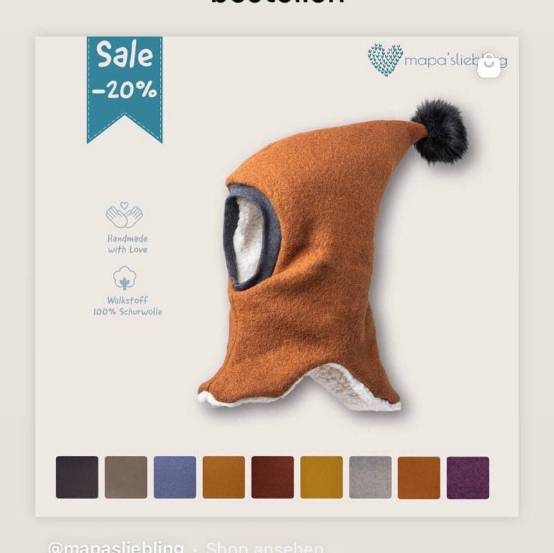 Schlupfmütze Walkmütze Gefüttert Aus Schurwolle von Mapasliebling