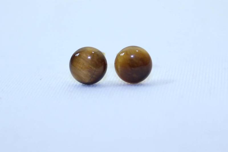 8mm Tigerauge Ohrstecker Braun Ohrringe Cabochon Mapenzigems 8mm Tigerauge Ohrstecker Braun Ohrringe Cabochon Mapenzigems von MapenziGems