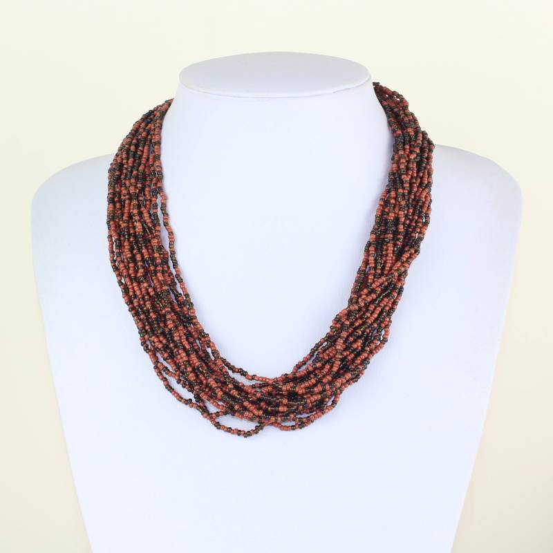 Braune Halskette Multi Farbe Multi-strang Kette Funky Masai Perlen Maasai Meer Perlen. Mapenzigems Mb05 von MapenziGems