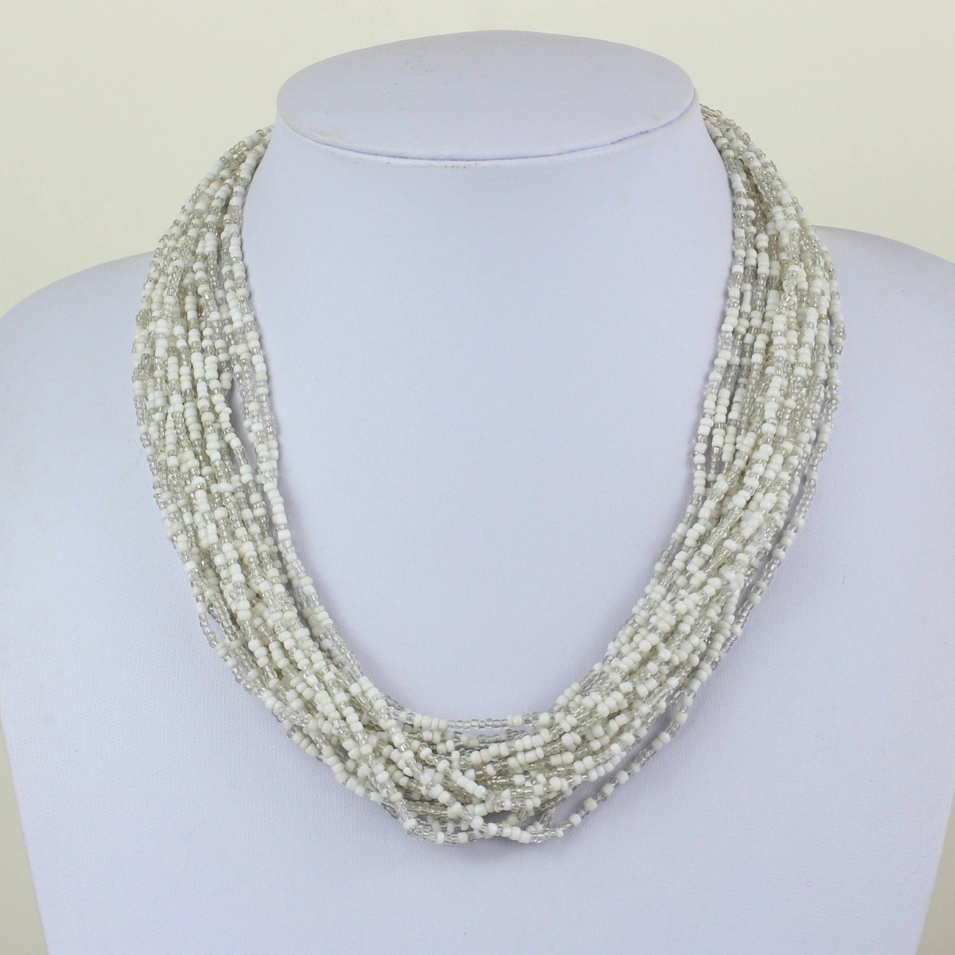 Weiße Halskette Multi-strang Kette Funky Helle Weiß Silber Farbe Masai Perlen Maasai Meer Perlen. Mapenzigems Mb04 Weiße Halskette Multi-strang Kette Funky Helle Weiß Silber Farbe Masai Perlen Maasai Meer Perlen. Mapenzigems Mb04 von MapenziGems