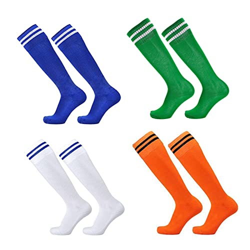 4 Paare Fußball Socken Lang Kinder, Trainingssocken Fußball, Stutzen Kinder Fußball, Stutzenstrümpfe Fussball, für Jungen und Mädchen von 7-10 Jahren, Sportsocken für Fußball, Laufen, Training von Maple Plentiful