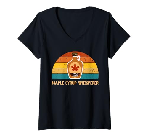 Damen Maple Syrup Whisperer Maple Tree and Maple Syrup Lover T-Shirt mit V-Ausschnitt Damen Maple Syrup Whisperer Maple Tree and Maple Syrup Lover T-Shirt mit V-Ausschnitt von Maple Syrup Whisperer Canadian Syrup