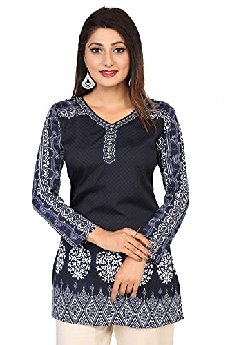 Maple Clothing Indian Short Kurtis Damen Kurta India Tunika Top, Blau, 5X-Large von MapleClothing
