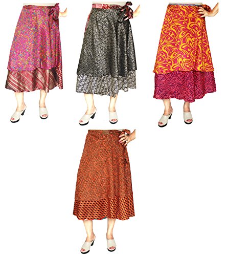 Wholesale 4 PC-Los Der Frauen Indischen Sari Magie Wrap Around Langer Rock Wholesale 4 PC-Los Der Frauen Indischen Sari Magie Wrap Around Langer Rock von MapleClothing