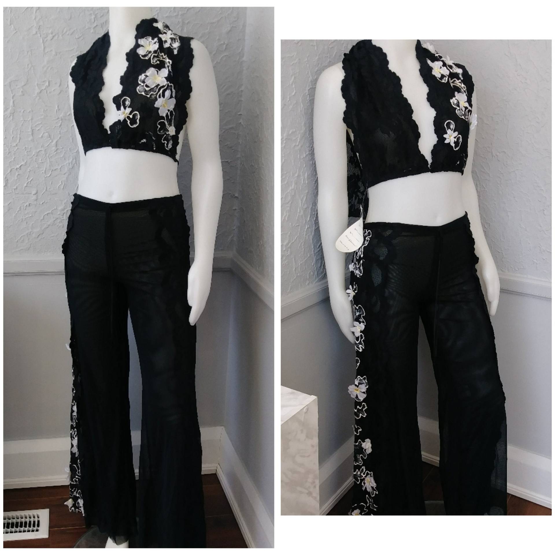 Designer Set Aus Schwarzer Spitze Und Transparentem Top Hose - Strand, Sommer, Lässiges, Einzigartiges Outfit Designer Set Aus Schwarzer Spitze Und Transparentem Top Hose - Strand, Sommer, Lässiges, Einzigartiges Outfit von MapleKeysEclectic