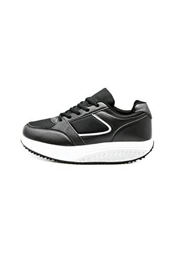 Mapleaf Herren Damen Rocker Bottom Schuhe Orthopädisch Sneakers Plateau Turnschuhe Jogging Running Trekking Fitness Laufschuhe Sommer Gymnastikschuhe Walkingschuhe Sportschuhe Schwarz Größe 40 von Mapleaf