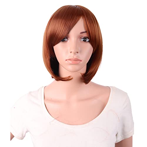 MapofBeauty 12 Zoll/30 cm Kurze Bob Gerade Side Pony Synthetische Faser Heat Widerstandsfähig Haarfasern Partys Cosplay Perücke (Ginger Orange) von MapofBeauty