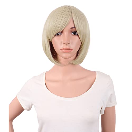 MapofBeauty 12 Zoll/30 cm Kurze Bob Gerade Side Pony Synthetische Faser Heat Widerstandsfähig Haarfasern Partys Cosplay Perücke (Gold) von MapofBeauty