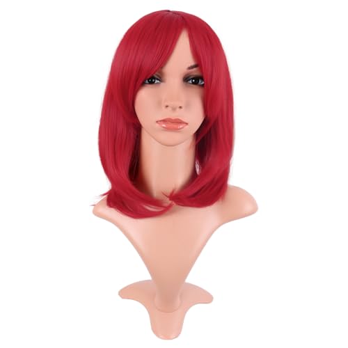 MapofBeauty 16 Zoll/40 cm Damen Side Pony Synthetische Faser Haarfasern Hohe Temperatur Heat Widerstandsfähig BOB Perücke (Rot) von MapofBeauty
