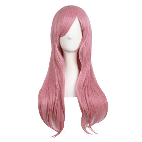 MapofBeauty 28"/70cm Lange Pony Haare Animation Kostüm Perücke Seite (Rouge Rosa) von MapofBeauty