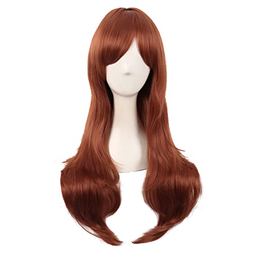 MapofBeauty 28 Zoll/70 cm Langes Lockiges Seitenschläger Haarspitzen Kostüm Cosplay Perücke (Ginger Orange) von MapofBeauty