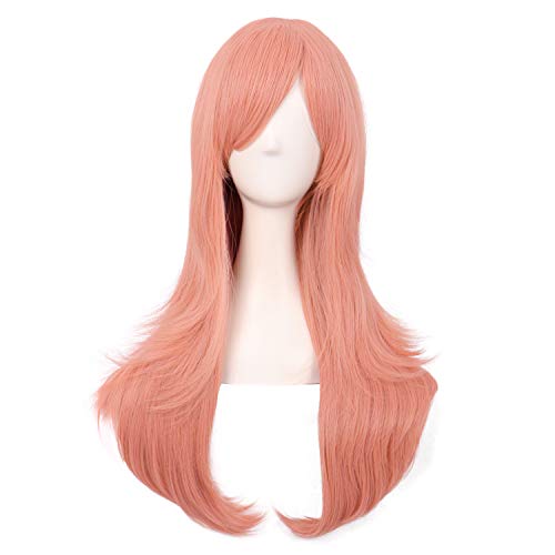 MapofBeauty 28 Zoll/70cm Langes Lockiges Seitenschläger Haarspitzen Kostüm Cosplay Perücke (Orange Rosa) von MapofBeauty