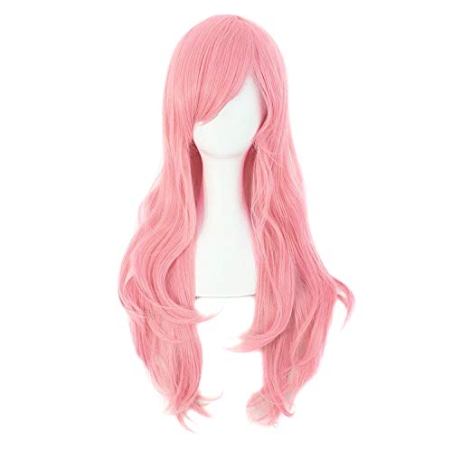 MapofBeauty 28" langes lockiges Haarspitzen Kostüm Cosplay Perücke (rosa) von MapofBeauty