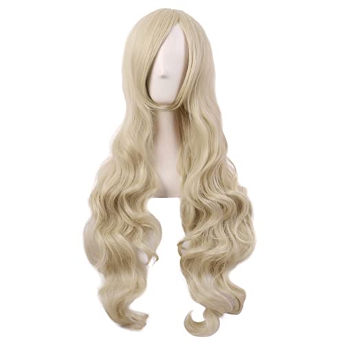 MapofBeauty 32 Zoll/80 cm Mode Lange Lockige Haare Anime Kostüm Side Pony Cosplay Perücke (Gold) von MapofBeauty