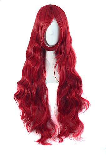 MapofBeauty 32 Zoll/80cm Langes Haar Lockige Gewellte Perücke Cosplay Kostüm Perücke (Blood Rot) von MapofBeauty