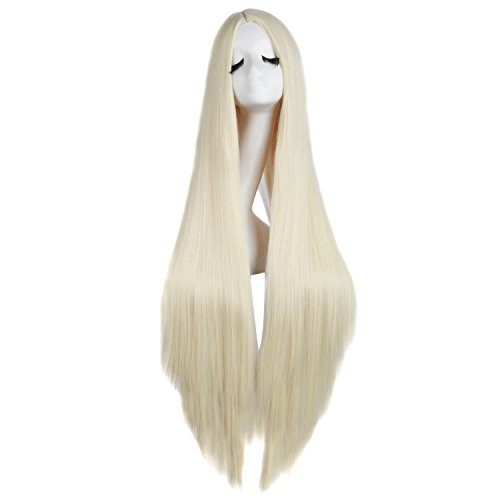 MapofBeauty 39"/100cm Natürliche lange glatte Haare Mode Kostüm spielen Perücke (Hell Gold) von MapofBeauty