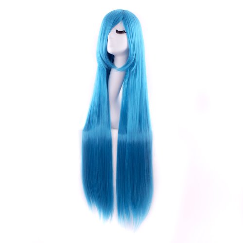 MapofBeauty 40" Anime Kostüm lange gerade Cosplay Perücke Partei Perücke (Azurblau) von MapofBeauty