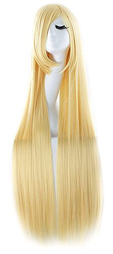 MapofBeauty 40" Anime Kostüm lange gerade Cosplay Perücke Partei Perücke (blond) von MapofBeauty