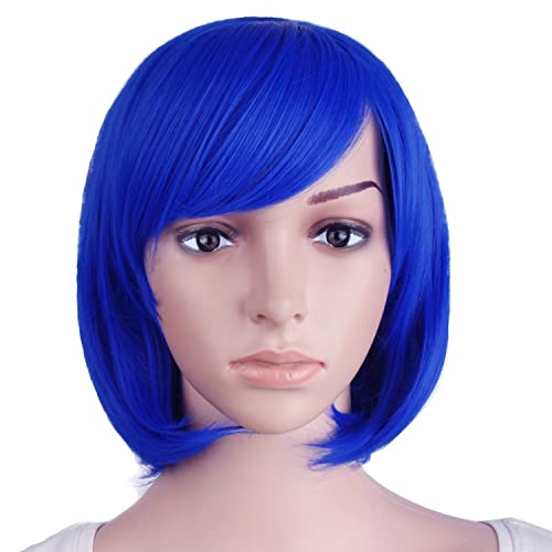 MapofBeauty Frauen kurze gerade Cosplay Party Perücke BOB Perücke (hell dunkelblau) von MapofBeauty