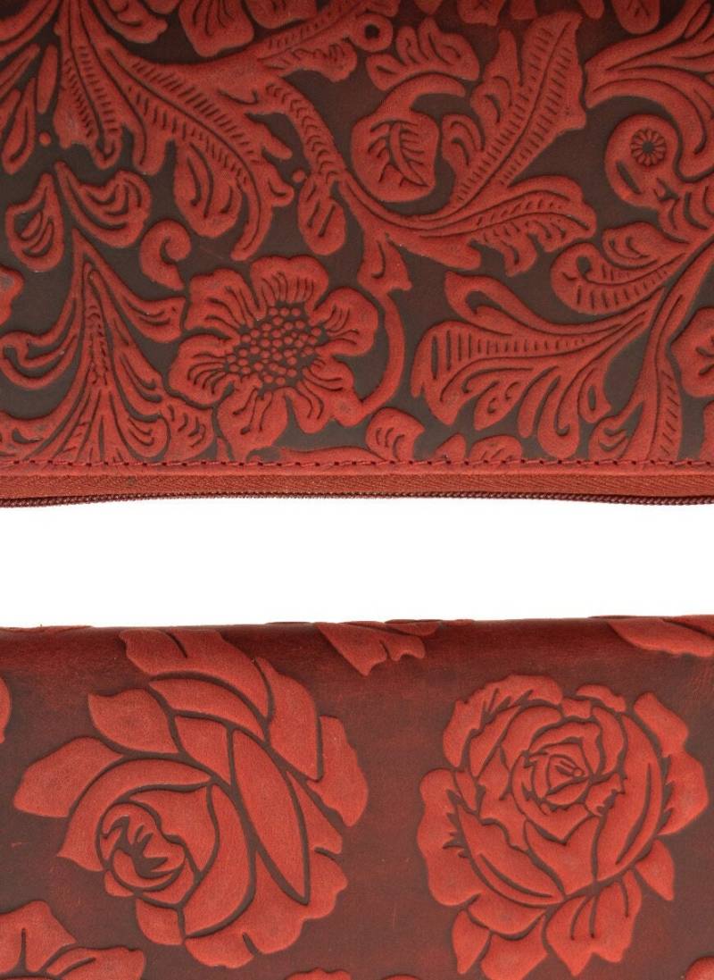 Damen Portemonnaie Oder Geldbeutel Aus Echt Büffelleder Kompakt Mit Besonderes Vielen Kreditkartenfächer in Terrakota Und Rot Farbe von MarBelloShop