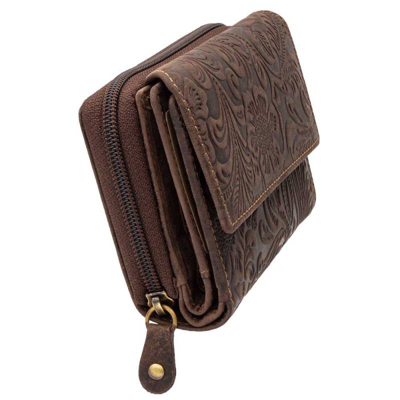 Echt Leder Kompakt Portemonnaie Geldbörse Mit Besonderes Vielen Kreditkartenfächer Für Damen Und Girls in Braun Farbe von MarBelloShop