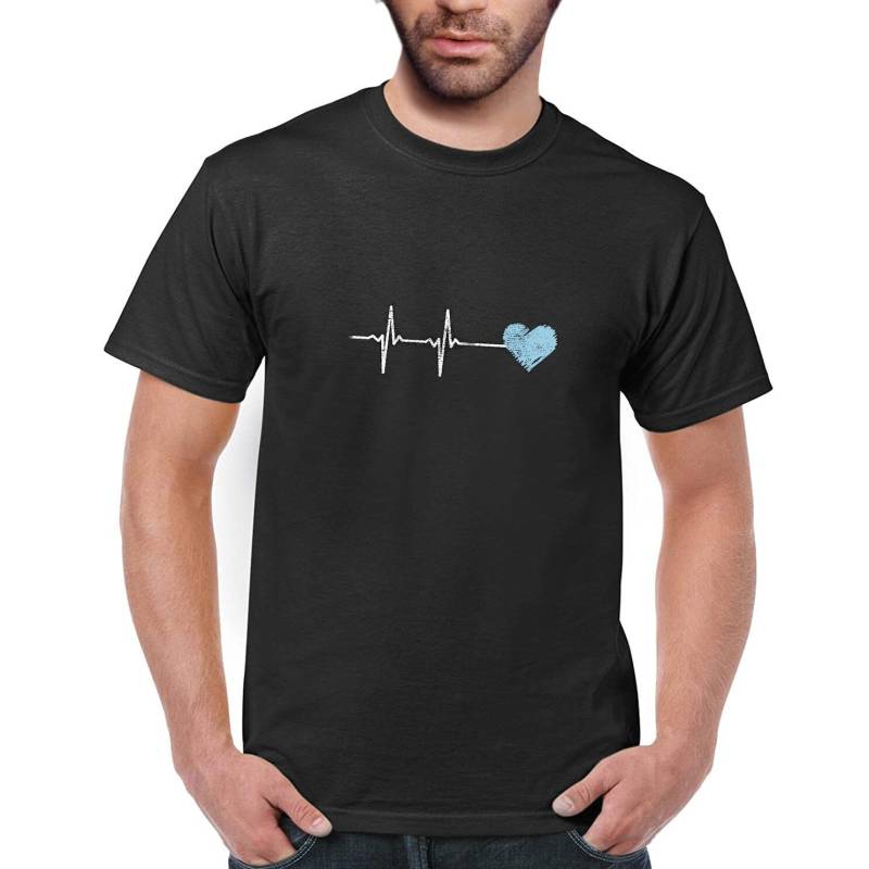 Herzschlag Herren T-Shirt Kurzarmshirt Print Shirt Basic Regular Fit von MarBelloShop