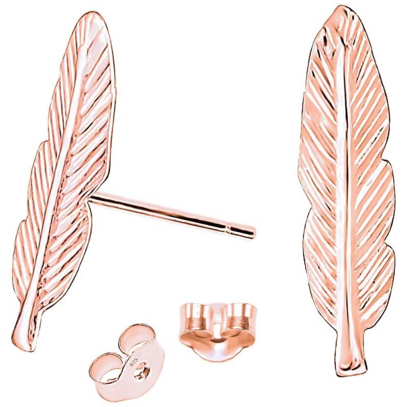 Ohrstecker Feder Aus Sterling Silber 925 Vergoldet 18K Rosagold Mit Schmetterlingsverschluss Für Damen Girls von MarBelloShop