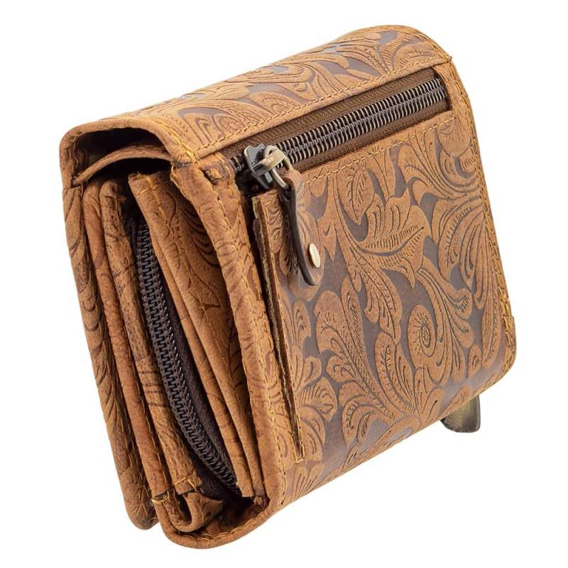 Vielfältigen Portemonnaie Und Geldbörsen Oder Geldbeutel Aus Echt Büffelleder Kompakt Mit Besonderes Vielen Kreditkartenfächer in Tan-Braun von MarBelloShop