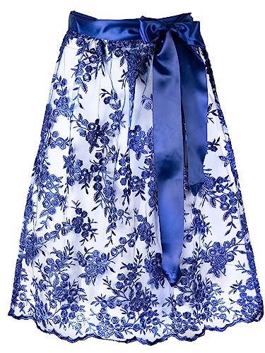 Marjo Dirndlschürze Rebecca dunkelblau | Schöne Spitzenschürze für Dirndl in blau | Spitze 65cm Länge M von MarJo Glorious Collection
