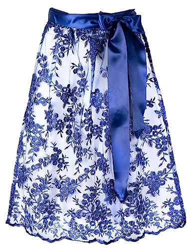 MarJo Dirndlschürze Rebecca dunkelblau | Schöne Spitzenschürze für Dirndl in blau | Spitze 65cm Länge S von MarJo Glorious Collection