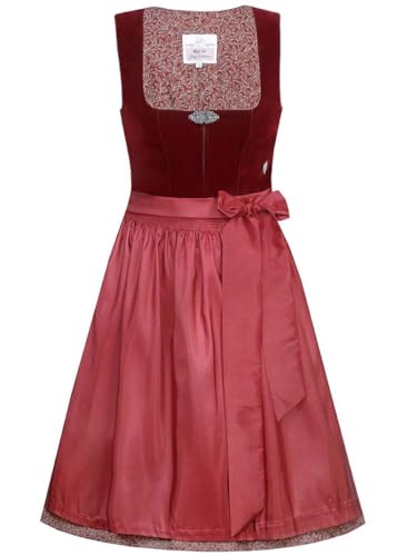 MarJo Glorious Collection Marjo Dirndl Elisabeth | Mididirndl Samt schlicht elegant | Damen Samtdirndl (DE/NL/SE/PL, Numerisch, 38, Regular, Regular, 58cm Länge palisander rot) von MarJo Glorious Collection