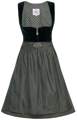 MarJo Glorious Collection Marjo Samt-Dirndl Pia 58cm Länge Tanne | Dirndl Knielang grün schlicht elegant | Damen dunkelgrün Gr 40 von MarJo Glorious Collection