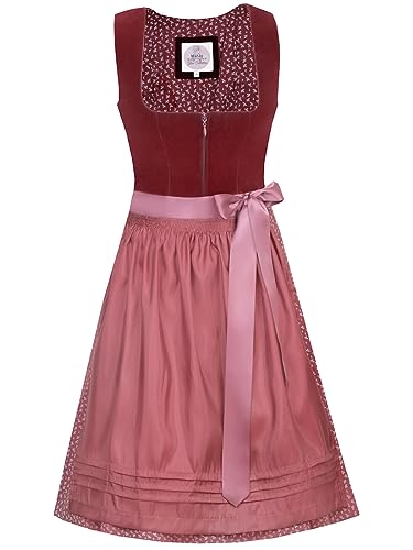 Marjo Dirndl Clara 65cm Länge weinrot | Samt-Dirndl rot schlicht elegant | Damen midi Gr 34 von MarJo Glorious Collection