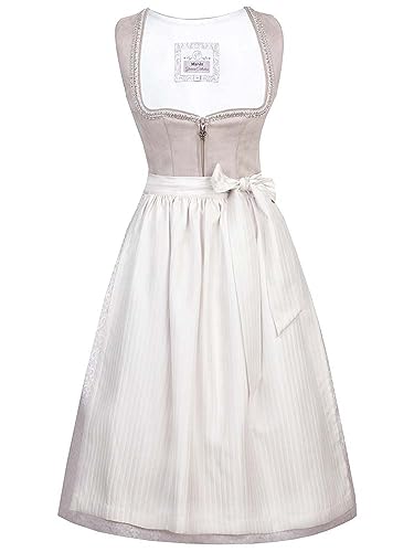 Marjo Dirndl Davina 75er Länge beige | Wildlederimitat Mididirndl schlicht elegant | Damen Gr 44 von MarJo Glorious Collection